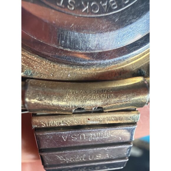 Vintage Seiko 5 23J Automatic Day Date Running Speidel USA 10K RGP Band - Picture 11 of 13
